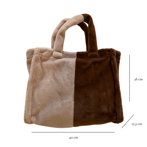 Tas Fluffy - Bruin-wit afmetingen