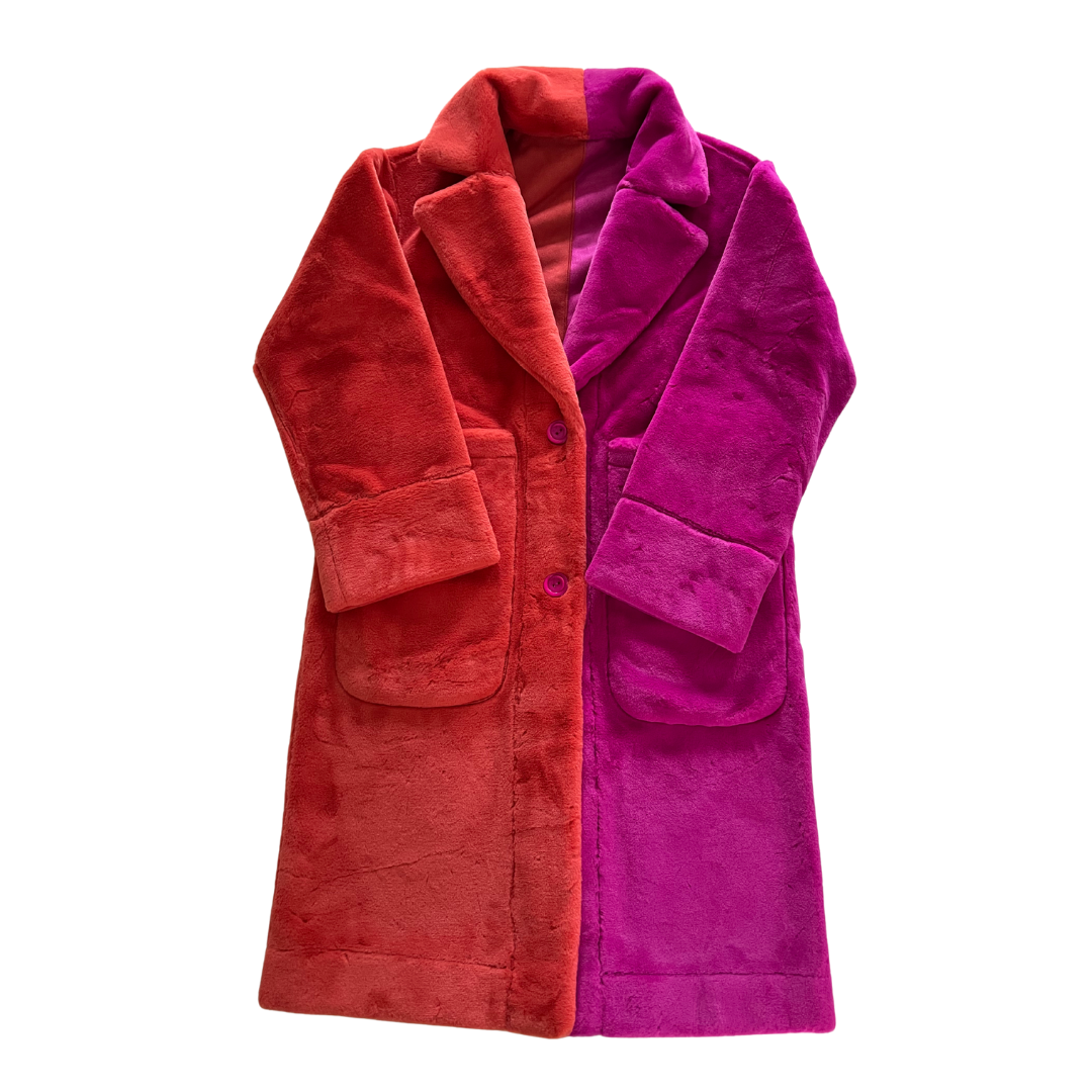 Jas Fluffy - Rood-roze plain 1