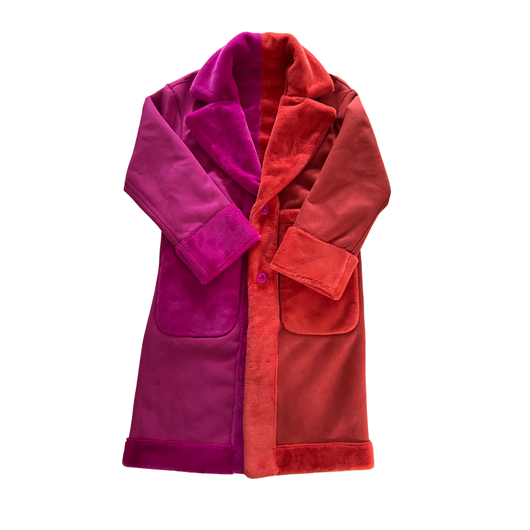 Jas Fluffy - Rood-roze plain