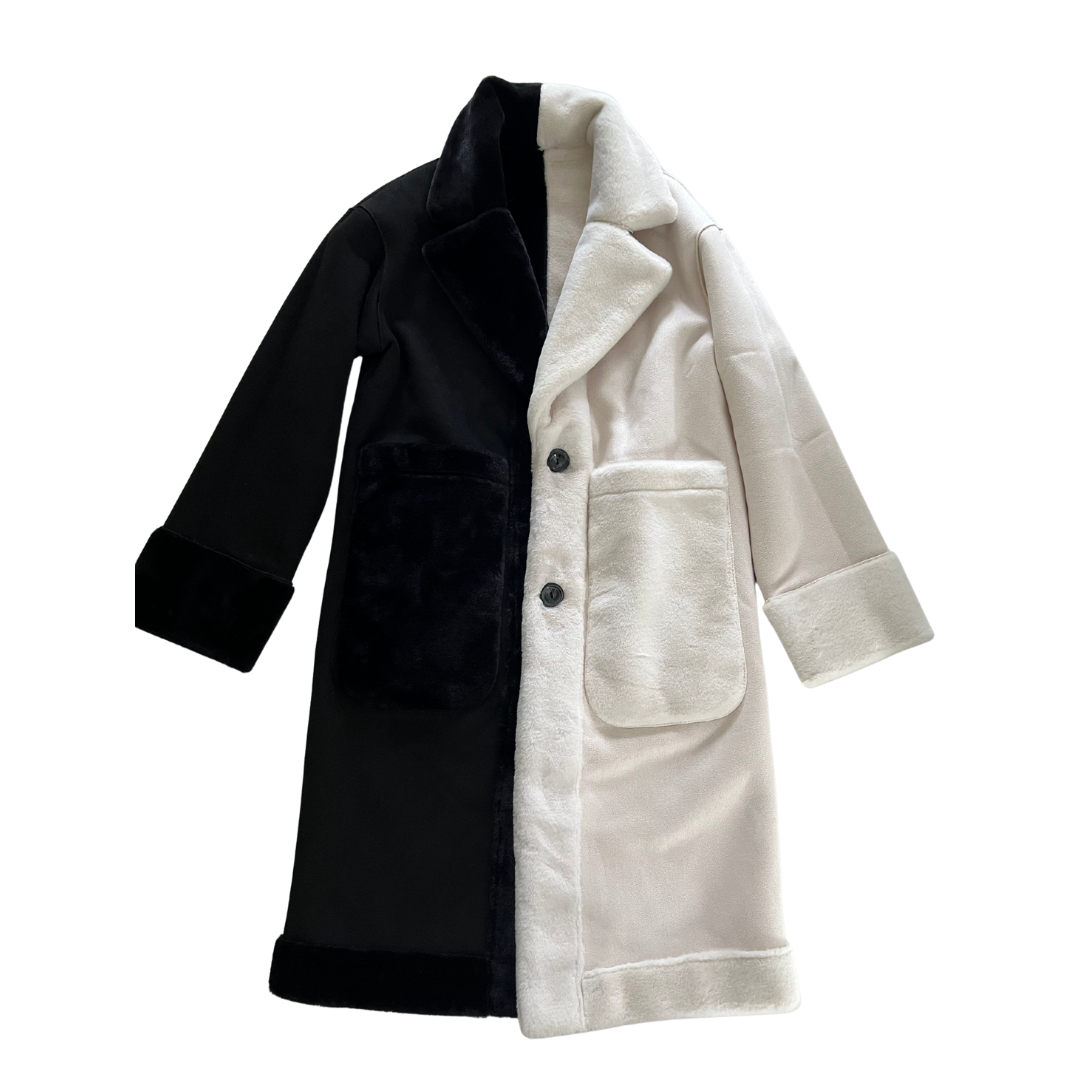 Jas Fluffy - Zwart-wit plain 1