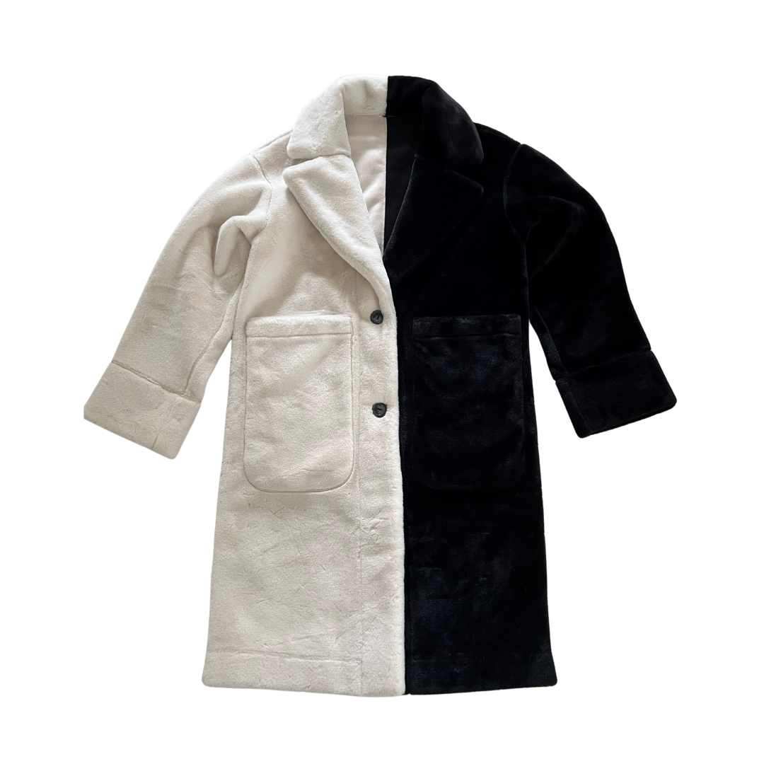 Jas Fluffy - Zwart-wit plain