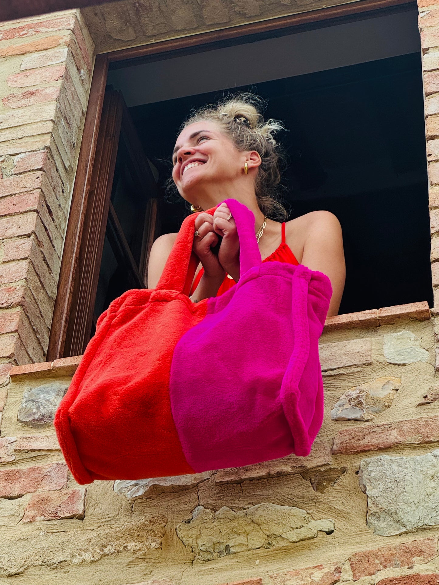 Tas Fluffy - Rood-roze zomer ramen