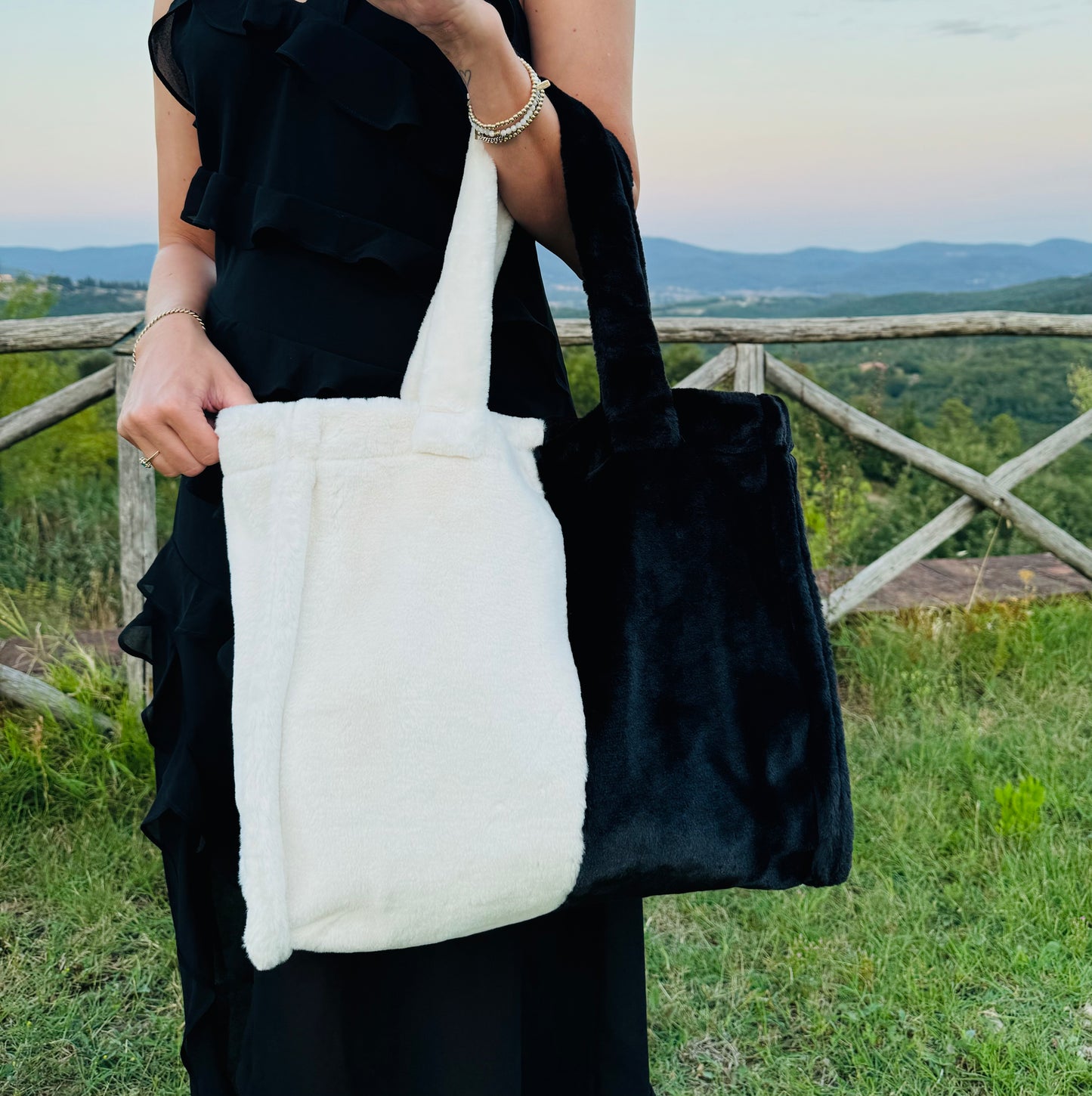 Tas Fluffy - Zwart-wit zomer